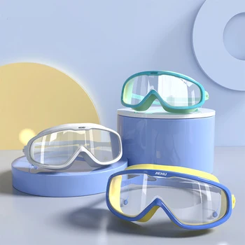 Детские очки для плавания, детские с затычками для ушей, очки для плавания, водонепроницаемые очки с защитой от запотевания для мальчиков и девочек, регулируемые очки с защитой от запотевания