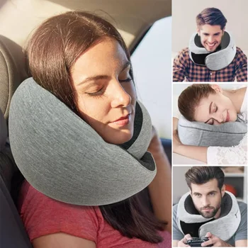 Дорожная подушка для шеи, Недеформированная подушка для самолета, дорожная подушка для шеи, прочная U-образная подушка для шеи с хлопковым ворсом с эффектом памяти