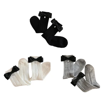 Женские Носки в рубчик, Тонкие Комфортные Дышащие Носки-Платья, Носки до колен с Бантом для Бизнеса, Повседневной носки