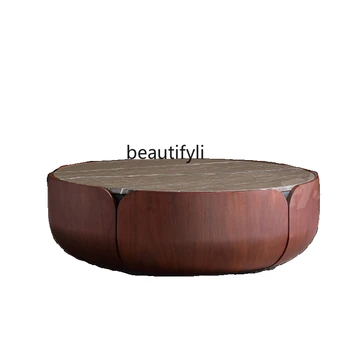 Журнальный чайный столик для хранения круглой ленты В маленькой квартире, Мраморная дизайнерская модель, высококачественный чайный столик
