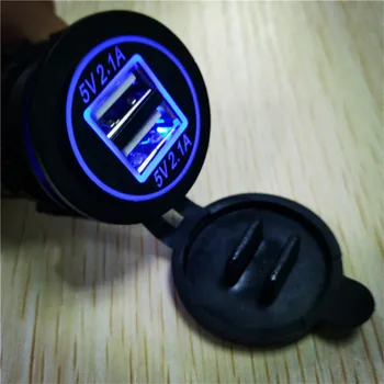 Зарядное устройство с двумя USB-разъемами 4.2A, Мотоциклетный USB-разъем 12-24 В, адаптер питания со светодиодной подсветкой для автомобильного GPS-трекера Xiaomi Huawei iPhone