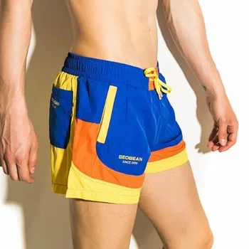 Летние мужские шорты для бега, хлопковые быстросохнущие Дышащие спортивные Спортивные штаны для бега трусцой, Мужской тренажерный зал, Свободные брюки в стиле пэчворк