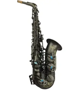 Музыкальный Профессиональный матово-черный альт-саксофон с гравировкой в виде дракона