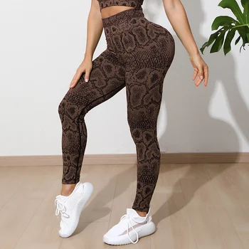 Новые бесшовные спортивные штаны для йоги, женские брюки для подтяжки бедер, облегающие дышащие брюки с высокой эластичностью для йоги на животе, брюки из питона, прямые производители