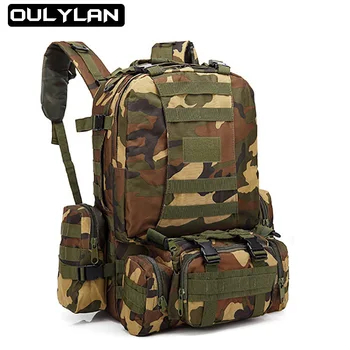 Новый 55-литровый тактический рюкзак, рюкзак большой емкости, водонепроницаемая комбинированная сумка Molle, Походная походная сумка для кемпинга