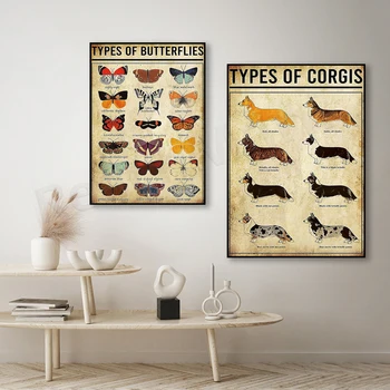 Плакаты любителей собак породы корги, плакаты с бабочками, плакаты с животными