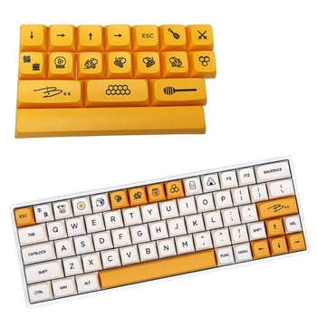 Полностью Окрашенный Медово-Молочный 17 Клавиш XDA Profile Keycap для MX Switch GK61 SK61 TKL87 108 DIY Little Bee Keycaps