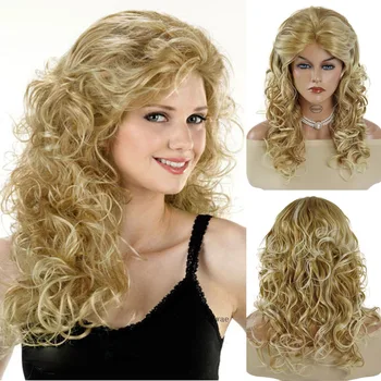 Синтетический женский парик Длинный светлый парик с растрепанной линией роста волос Модная прическа Вьющиеся накладные волосы Термостойкий косплей на Хэллоуин