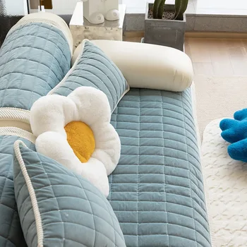 Скандинавская однотонная диванная подушка, утолщенный Плюшевый Мягкий чехол для дивана для гостиной, нескользящее моющееся полотенце для дивана, спинка, одеяло для дома