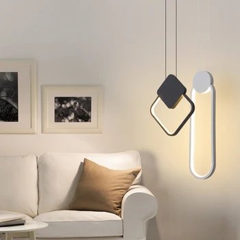 Современная светодиодная подвесная лампа у кровати в спальне, минималистичный подвесной светильник для потолка, фоновая стена, Кухонный остров, подвесной светильник