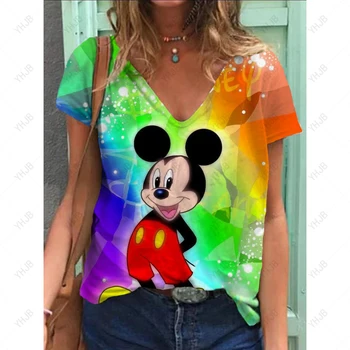Футболки с графическим рисунком 90-х, женская простая футболка с принтом BDisney Minnie Mickey Mouse, винтажная футболка Harajuku, модная женская футболка