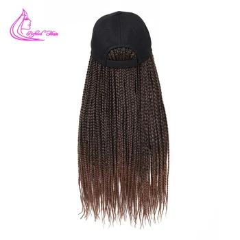 Шляпа Парики Бейсболка с плетением волос в коричневую клетку длиной 18-24 дюйма для черных белых женщин и девочек Синтетический плетеный парик